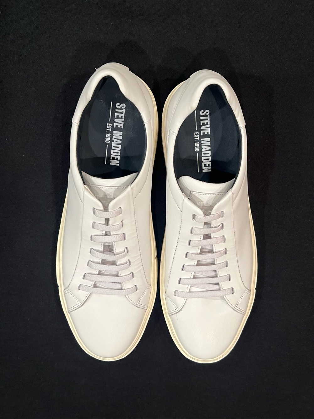 Steve Madden HOII White Leather Elastic Laces No Tie Slip On Sneakers Men 10 NEW